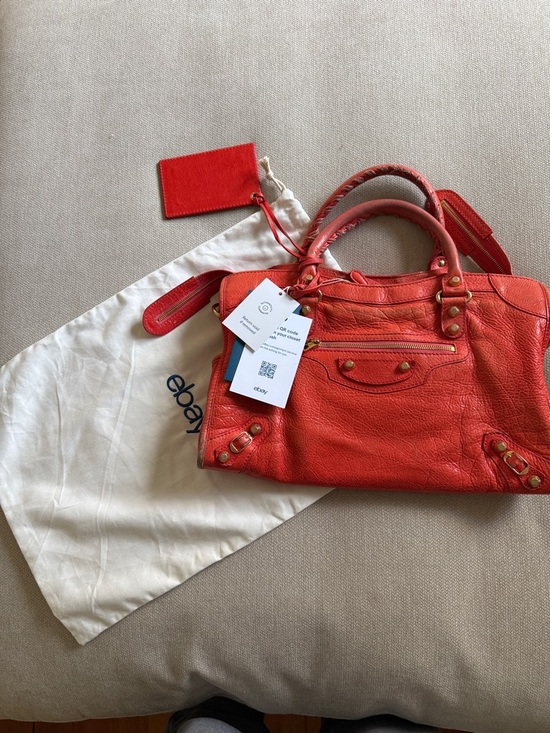 Balenciaga Handbags - Balenciaga Rose Corail Lambskin Leather Giant 12 Gold Motorcycle City Bag